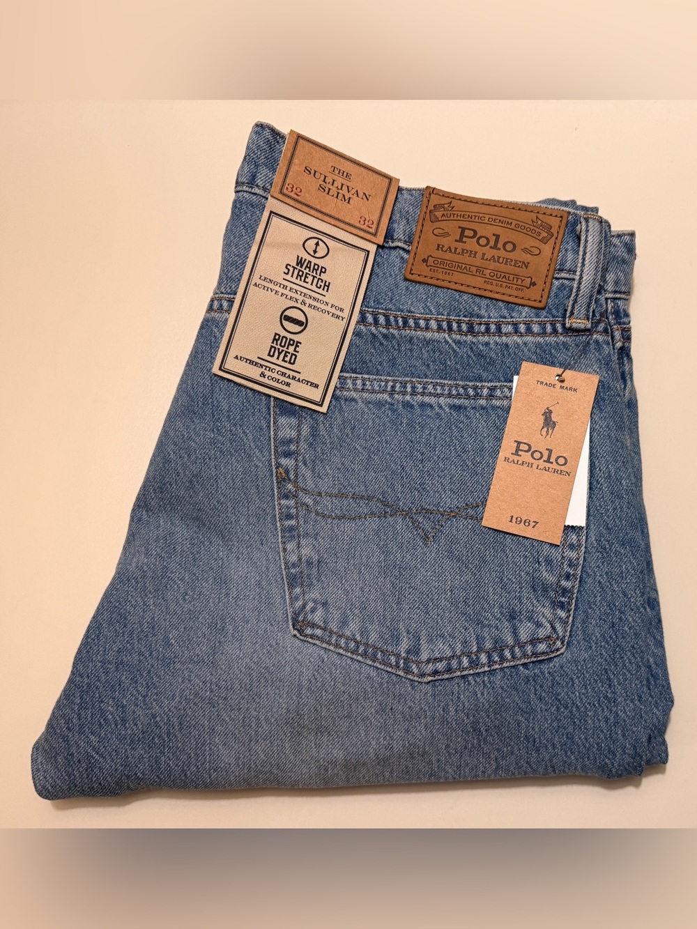 Ralph Lauren Men’s Slim Jeans in Light Blue Denim(brand new)